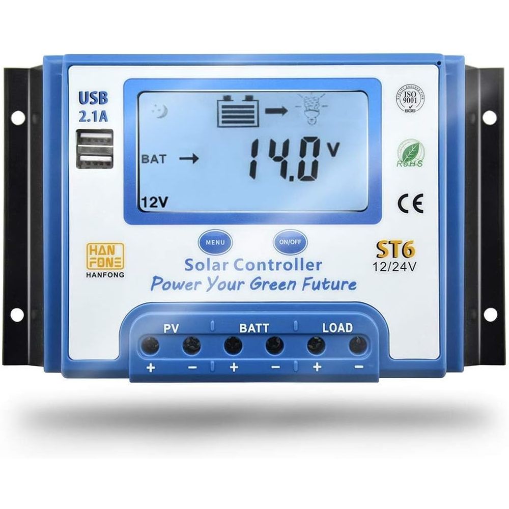 Charge Controller Solar - 60A Solar-Laderegler 12V/24V Automatische Spannungserkennung Solarpanel